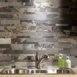 Aspect Stone Peel And Stick Backsplash In Medley Slate, 6-In X 24-In -Home Storage And Cleaning 124220 w DetailedProductView8 Lg