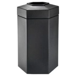 Commercial Zone Products Polytec Hexagon Trash Receptacle, 50 Gallon, Black