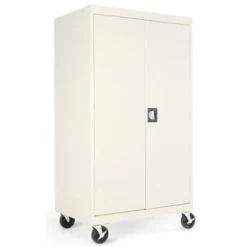 Alera Mobile Storage Cabinet, W/adjustable Shelves 36w X 24d X 66h, Putty