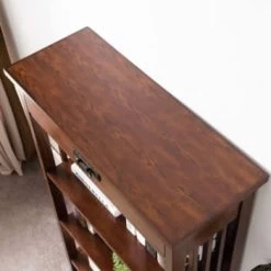 Leick Home One Drawer Mantel Height 3 Shelf Bookcase,slatted Sides,mission Oak -Home Storage And Cleaning 183568 w DetailedProductView20 Lg