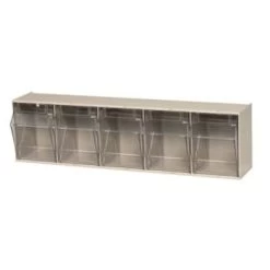 Quantum Storage Systems® Clear Tip Out Bins With Ivory Exterior 5-1/4x23-5/8x6-1/2 In