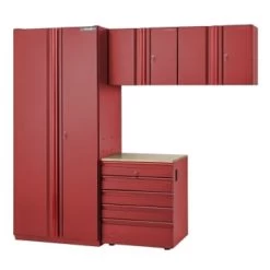 Husky 4-Piece Storage System In Red, 5 Drawer, 92 In. W X 81 In. H X 24 In. D