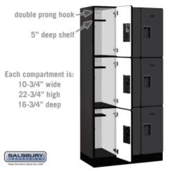 Salsbury Industries® Black 12 Inch Wide Designer Wood Locker 6 Feet X 18 Inches -Home Storage And Cleaning 227020 w DetailedProductView2 Lg