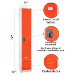 Adir Office 72 In. X 12 In. Steel Single Tier Key Lock Locker Red 14 Adir Office 72 In. X 12 In. Steel Single Tier Key Lock Locker Red -Home Storage And Cleaning 227160 BackView Lg