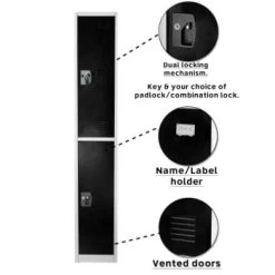Adir Office 72 In. X 12 In. 2-Compartment Steel Locker Black -Home Storage And Cleaning 227170 LeftView Lg