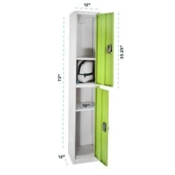 Adir Office 72 In. X 12 In. 2-Compartment Steel Locker Green -Home Storage And Cleaning 227174 RightView Lg