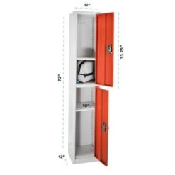 Adir Office 72 In. X 12 In. 2-Compartment Steel Locker Red -Home Storage And Cleaning 227177 RightView Lg