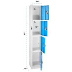 Adir Office 72 In. X 12 In. 4-Compartment Steel Locker Blu -Home Storage And Cleaning 227188 RightView Lg