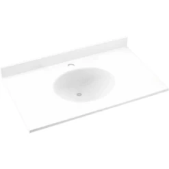 Swan® White Ellipse Solid Surface Single Bowl Vanity Top 22" X 37"