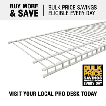 Closetmaid Superslide 12 In. D X 72 In. W X 1.4 In. H White Ventilated Wire Wall Mounted Shelf (6-Case) 4 Closetmaid Superslide 12 In. D X 72 In. W X 1.4 In. H White Ventilated Wire Wall Mounted Shelf (6-Case) - Image 2