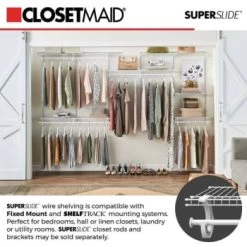 Closetmaid Superslide 12 In. D X 72 In. W X 1.4 In. H White Ventilated Wire Wall Mounted Shelf (6-Case) 8 Closetmaid Superslide 12 In. D X 72 In. W X 1.4 In. H White Ventilated Wire Wall Mounted Shelf (6-Case) -Home Storage And Cleaning 246588 DetailedProductView6 Lg
