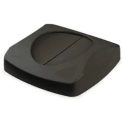 Rubbermaid Commercial Untouchable 23 Gal Black Square Trash Can Swing Top Lid