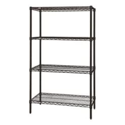 Quantum Storage Systems 4-Shelf Wire Shelving Unit, 18x42x72, Black Epoxy