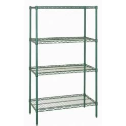 Quantum Storage Systems 4-Shelf Wire Shelving Unit, 18x48x72, Poly Green Epoxy