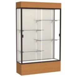 Ghent Waddell Reliant Lighted Carmel Oak Case Plaque Fabric Back W/ Dark Bronze