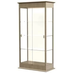 Ghent Waddell Varsity Lighted Driftwood Oak Case W/sliding Door/plaque Fab Bck