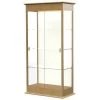 Ghent Waddell Varsity Lighted Carmel Oak Case W/sliding Door/plaque Fabric Back