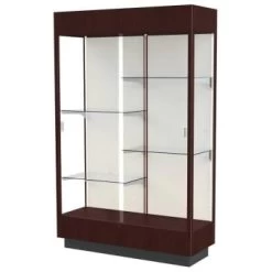Ghent Waddell Heritage Wood Display Case Java Hardwood Finish W/plaque Fabric Bk