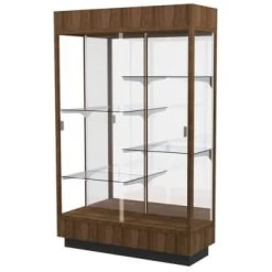 Ghent Waddell Heritage Wood Display Case Danish Walnut Hardwood Finish W/mirror
