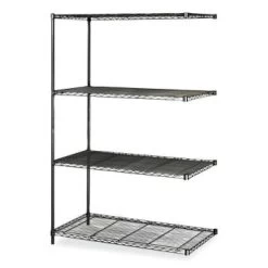 Safco 4-Shelf Industrial Add-On Unit, 48"w X 24"d X 72"h, Black