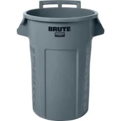 Rubbermaid Commercial Brute 44 Gal Gray Round Vented Wheeled Trash Can Case Of 4