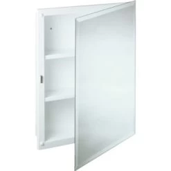 16w X 20"h Recessed Beveled Edge Mirrored Medicine Cabinet With Polystyrene Body
