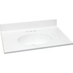 Modular Vanity Tops 31 X 19" Solid White Cultured Marble Vanity Top And Bowl