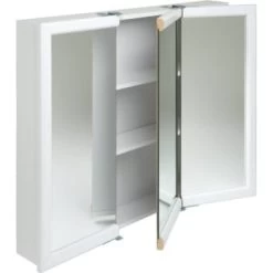 Zenith 24w X 26" Surface Mount White Tri-View Wood Mirrored Medicine Cabinet