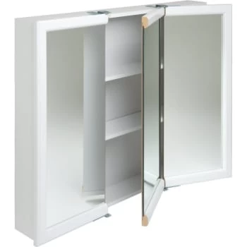 Zenith 24w X 26" Surface Mount White Tri-View Wood Mirrored Medicine Cabinet 3 Zenith 24w X 26" Surface Mount White Tri-View Wood Mirrored Medicine Cabinet