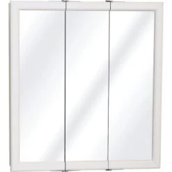 Zenith 30w X 26" Surface Mount White Tri-View Wood Mirrored Medicine Cabinet