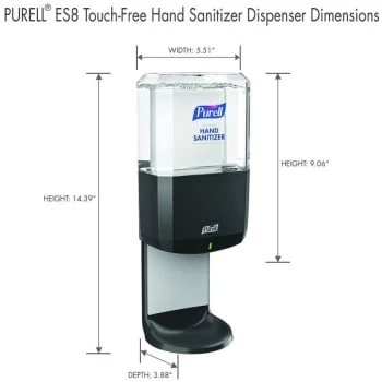 PURELL® ES8 Touch-Free Hand Sanitizer Dispenser, Graphite, For 1200 ML ES8 Hand Sanitizer Refills 6 PURELL® ES8 Touch-Free Hand Sanitizer Dispenser, Graphite, For 1200 ML ES8 Hand Sanitizer Refills - Image 4