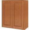 Seasons® 33W X 36H X 12"D Wall Cabinet Auburn Oak Raised Panel -Home Storage And Cleaning 520969 V K Lg