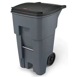 Rubbermaid 65 Gallon Rollout Trash Can W/ Lid (Black)