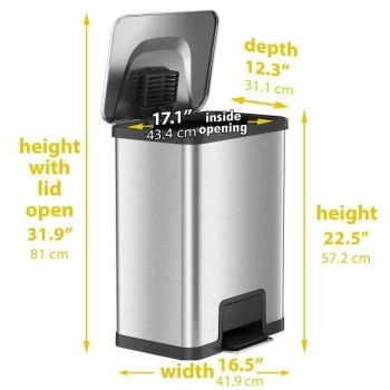 Hls Commercial 13 Gallon Stainless Steel Step Trash Can W/ Airstep Technology 8 Hls Commercial 13 Gallon Stainless Steel Step Trash Can W/ Airstep Technology - Image 6