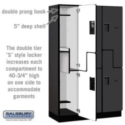 Salsbury Industries® Black-15 Inch Wide S Style-Wood Locker 6 Feet X 18 Inches -Home Storage And Cleaning 621103 w DetailedProductView2 Lg