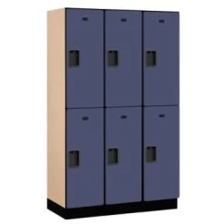 Salsbury IndustriesĀ® Blue-Double Tier Designer Wood Locker 6 Feet X 18 Inches