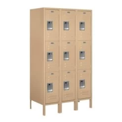 Salsbury Industries® Tan-Triple Tier Standard Metal Locker-5 Feet X 18 Inches