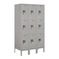 Salsbury Industries® Gray-Triple Tier Standard Metal Locker-5 Feet X 18 Inches