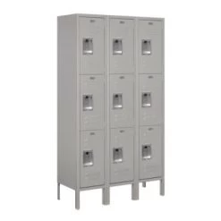 Salsbury IndustriesĀ® Gray- Triple Tier Standard Metal Locker 5 Feet X 12inches