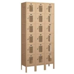 Salsbury Industries® Tan Six Tier Box Vented Metal Locker 6 Feet X 12 Inches