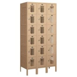 Salsbury Industries® Tan-Six Tier Box Vented Metal Locker 6 Feetx18 Inches