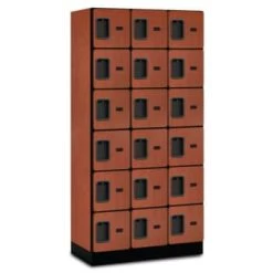 Salsbury Industries® Six Tier Locker, Cherry Wood, 3 Wide