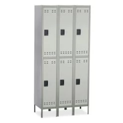 Safco® Gray Steel Double-Tier Two-Tone 3-Column Locker With Leg 78 X 36 X 18inch