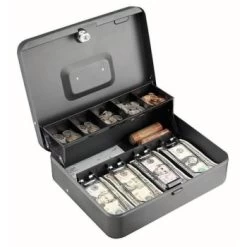Steelmaster® 10-Compartment Gray Steel Tiered Tray Cash Box