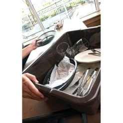 Rubbermaid 7 Gallon Polyethylene Divided Bus/Utility Box (Brown) (6-Pack) -Home Storage And Cleaning 745889 w DetailedProductView2 Lg