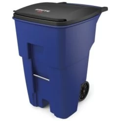 Rubbermaid Brute 95 Gal Blue Rectangular Standard Rollout Container W/ Lid