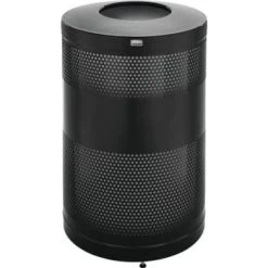 Rubbermaid 51 Gal Black Steel Round Drop Top Waste Can W/ Levelers & Rigid Liner